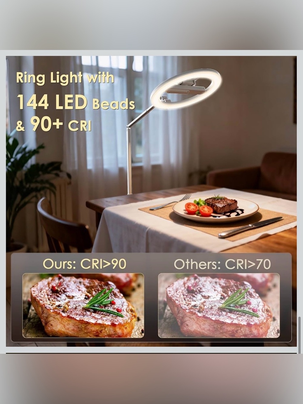 Adjustable LED Floor Lamp with Ring Light and Phone Holder - Picture 5 of 14